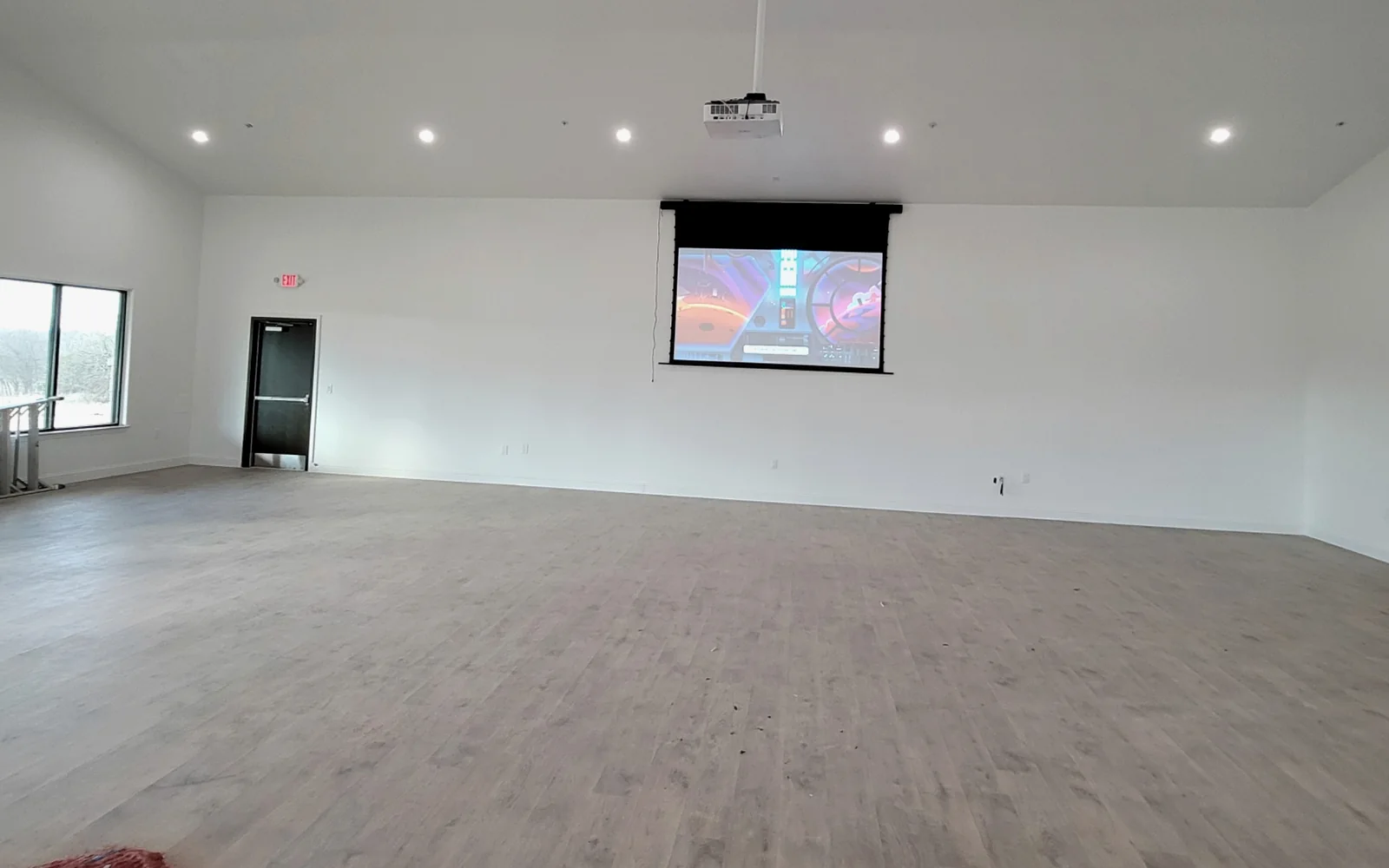 Commercial AV meeting room with dual displays